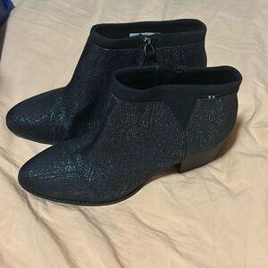 Toms Sparkly Black Glitter Booties - 8